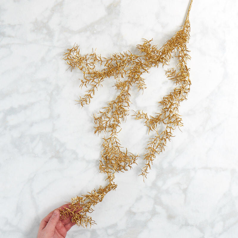2 Factory Direct Craft Gold Glitter Coated Plastic Draping Fern Sprays