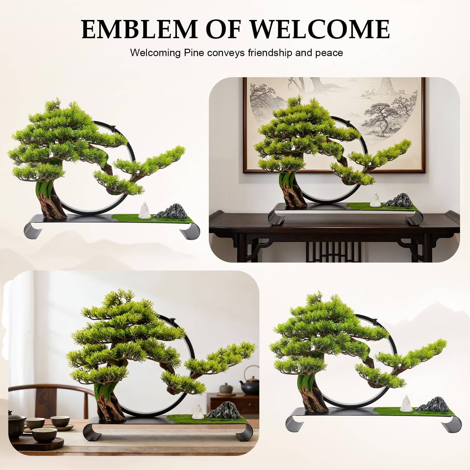 Artificial Bonsai Pine Tree Faux Realistic Simulation Bonsai with LED Lamp Ri…