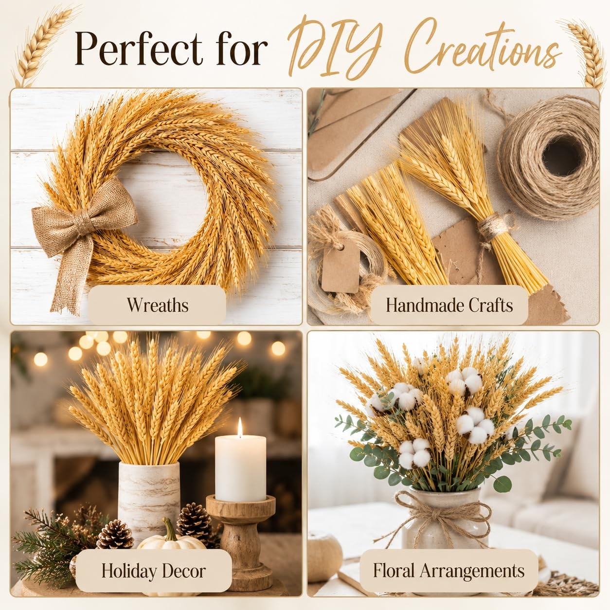 100 Stems Dried Wheat Stalks for Decor – Sheaves Grass Natural Bunch Flowers …