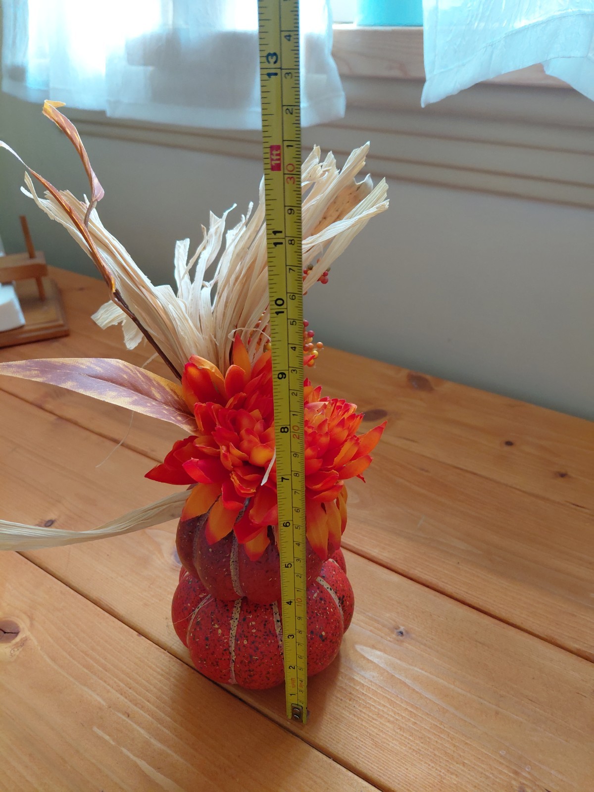 12in Tall Faux Flower Leef Straw Pumpkin Table Decor Fall time Thanksgiving