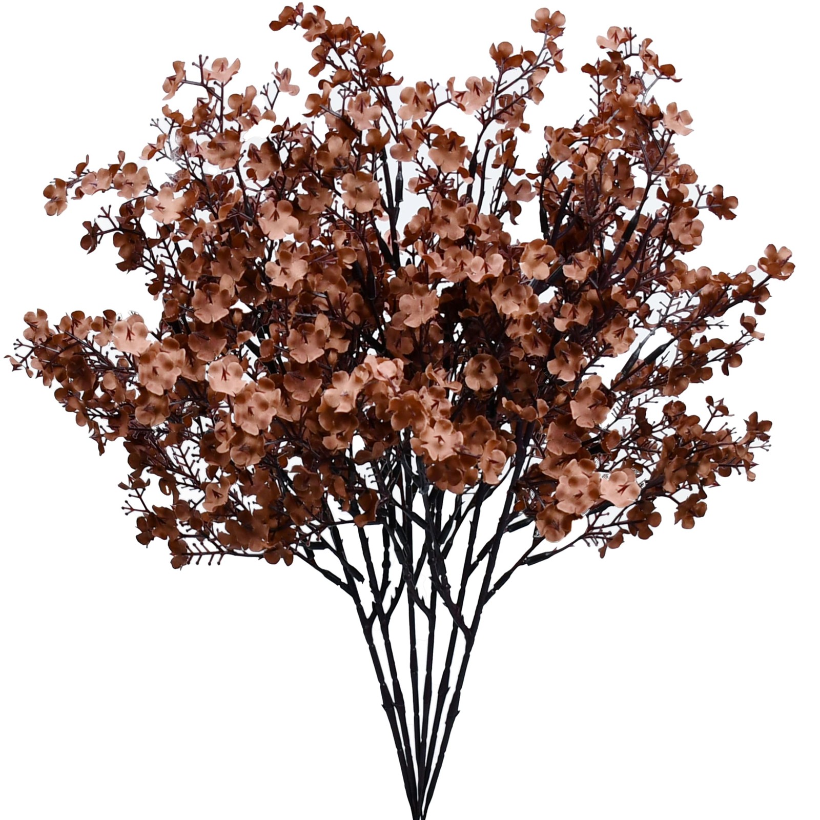 6 PCS Brown Artificial Babys Breath Flowers 18.5 Inch Silk Gypsophila Decor