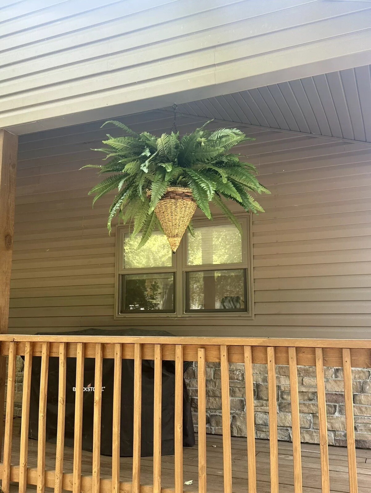 40” Artificial Giant Boston Fern w/Cone Hanging Basket Home Decor. Retail $202