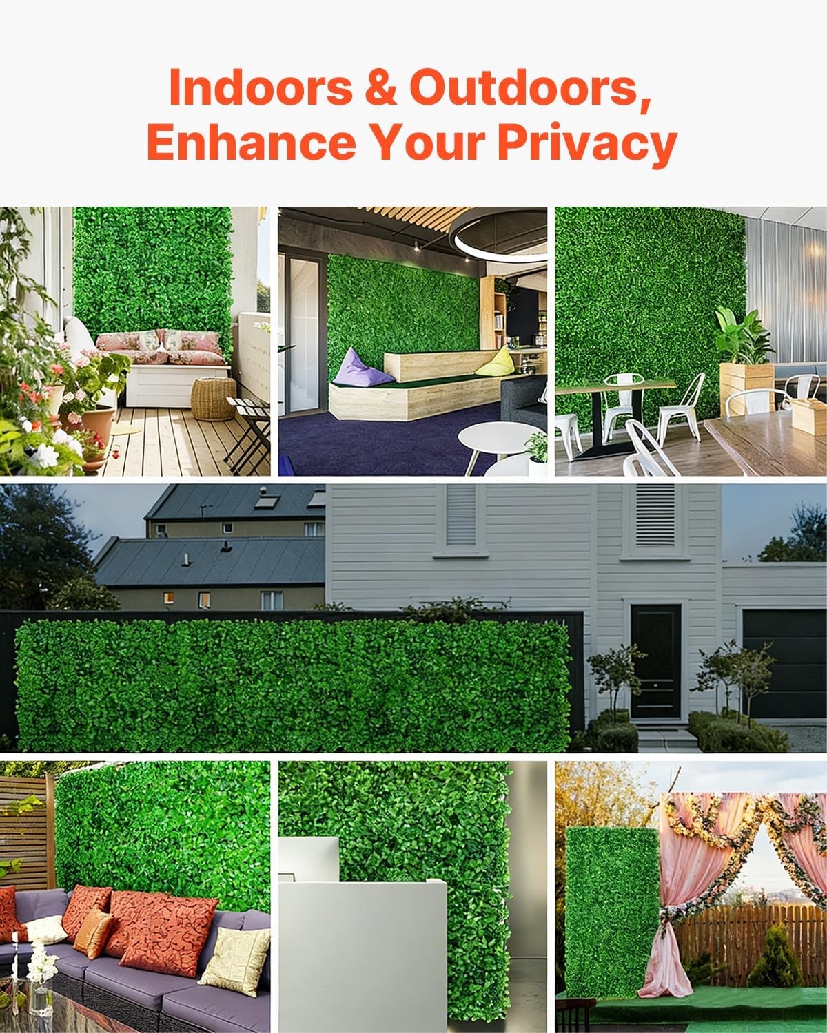 Artificial Boxwood Panel 24pcs 20 x 20 in Green Fake Grass Wall | 1.6 in Sun