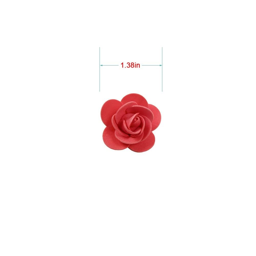 100 PCS White 1.38 Inch Artificial Foam Roses Bulk DIY Bear Flower Gift
