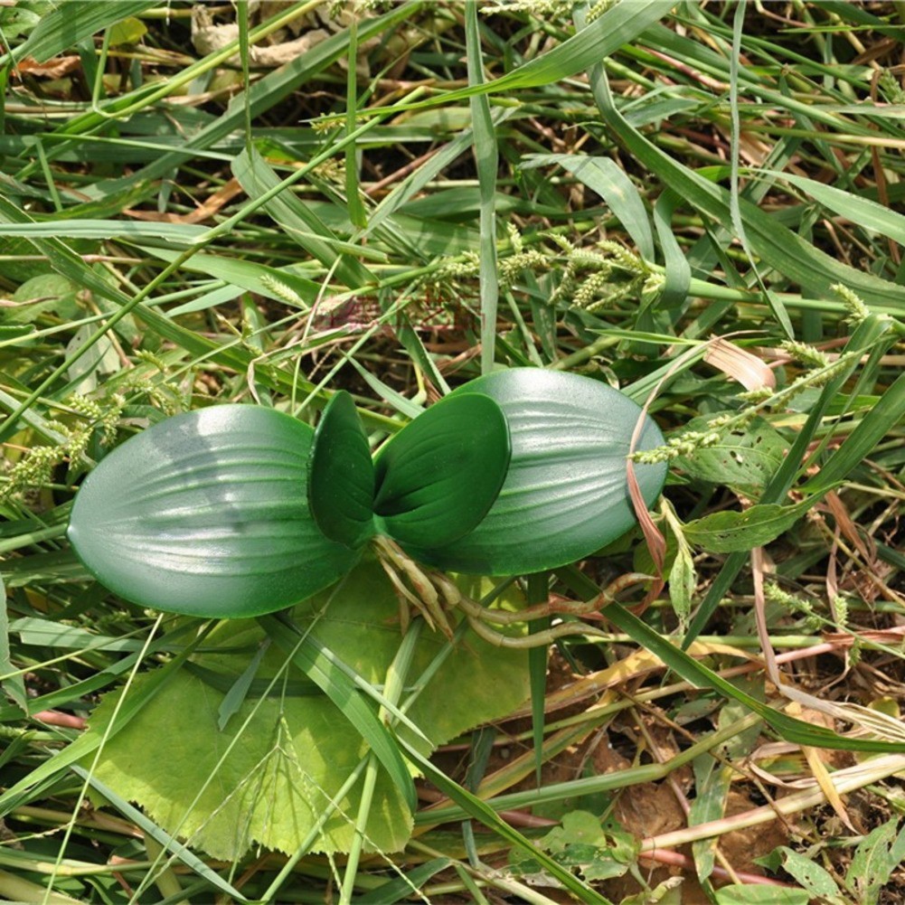 2pcs PU Green Phalaenopsis Orchid Leaves Artificial Foliage for Home Styling