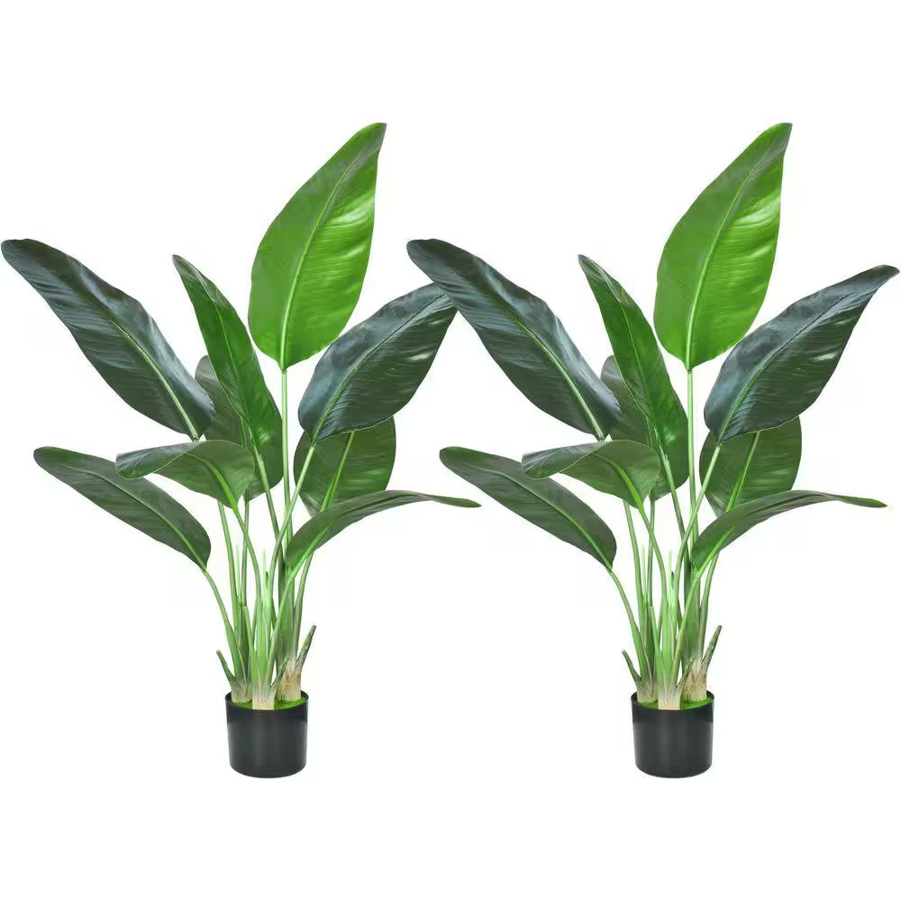 4 In. Artificial Green Indoor/Outdoor Bird of Paradise Plant Real Touch Leaves D