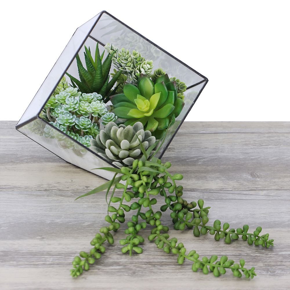 6 Pcs Unpotted Fake Succulents Assorted Faux Succulent In Different Green Artifi