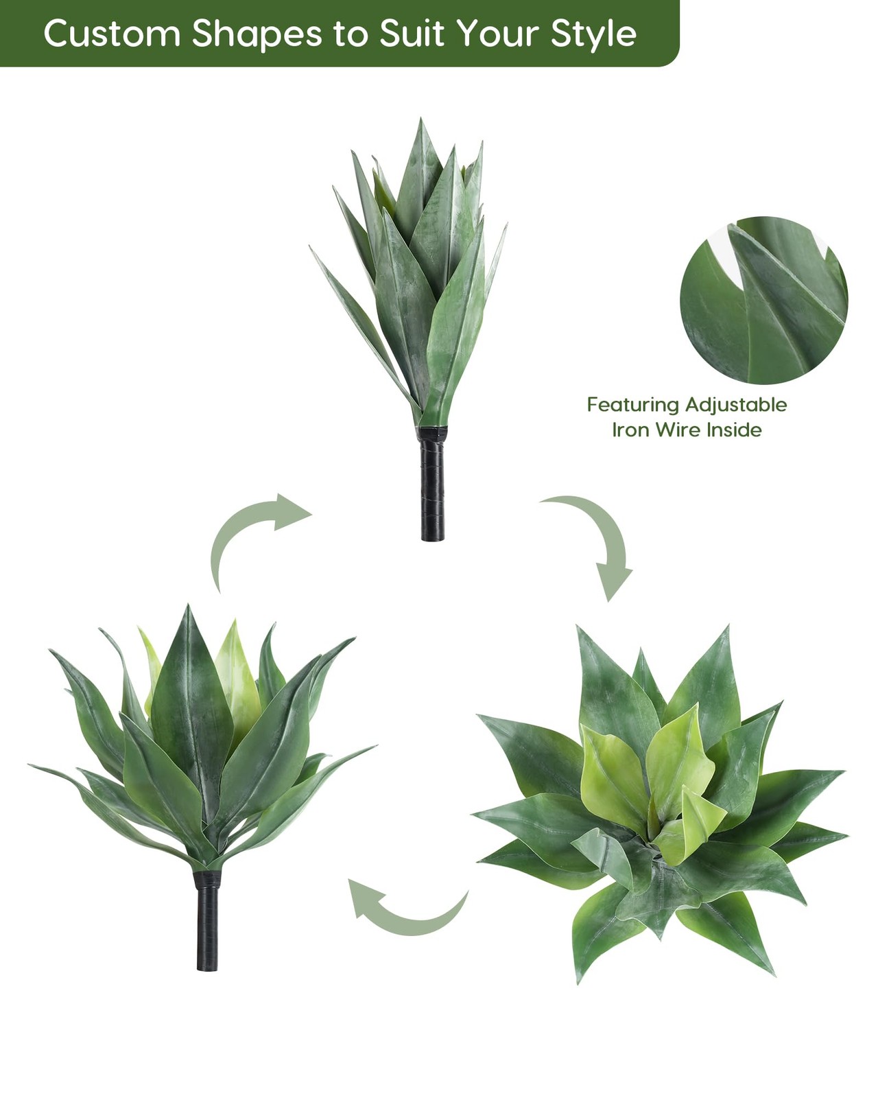 Artificial Outdoor Agave Plants, Outdoor Faux Plants with Broad Leaves, Small…
