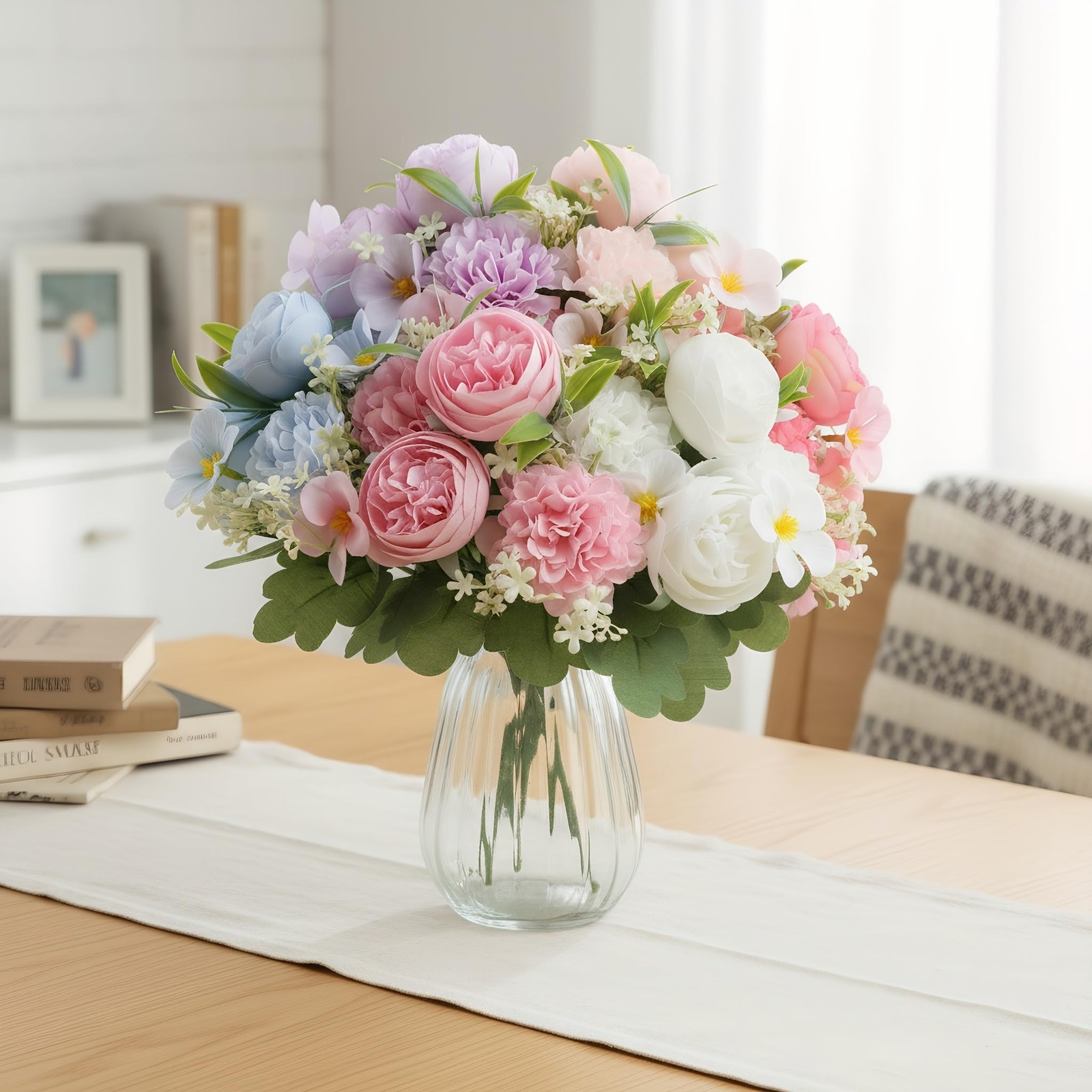 6 Color Rose Peony Artificial Flowers UV Resistant Fake Flowers for Outdoor G…