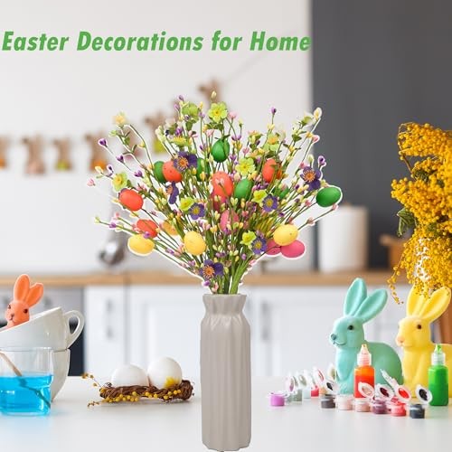 Artificial Easter Flower, 6 Pcs Easter Eggs Flower Pink/Orange/Yellow/Green