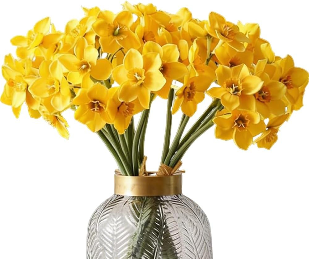 Artificial Daffodil Flowers 15.8 Inches Narcissus Spring Flower Fake Silk Flower