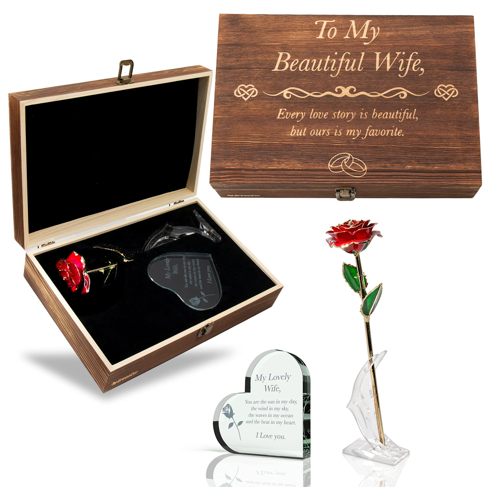 Valentines Day for Wife Her Anniversary Women Engraved Wooden Gift Set ‘To My…
