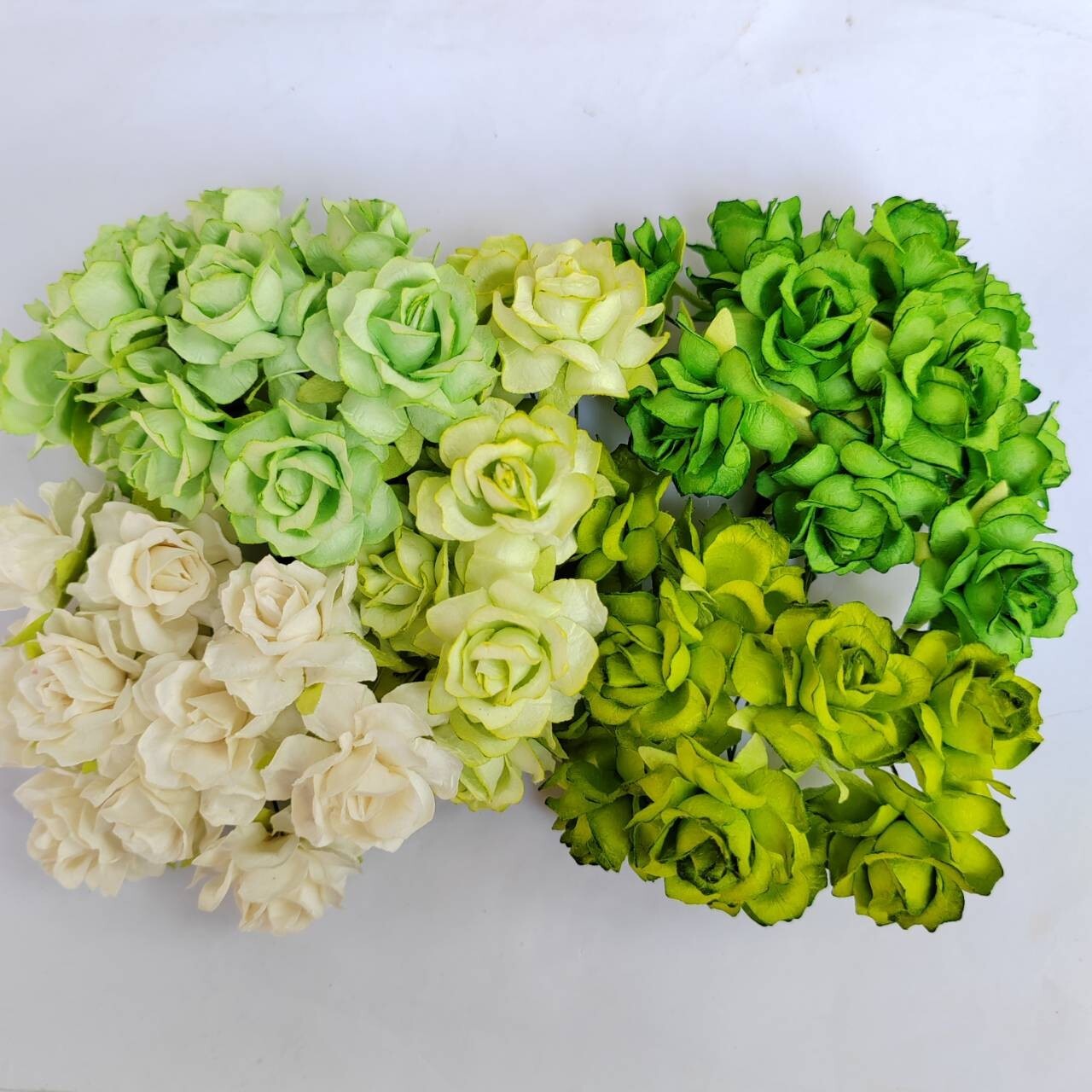 50 Mix Green Tone Artificial Flowers Rose Flower Paper Flower size 30-35 mm