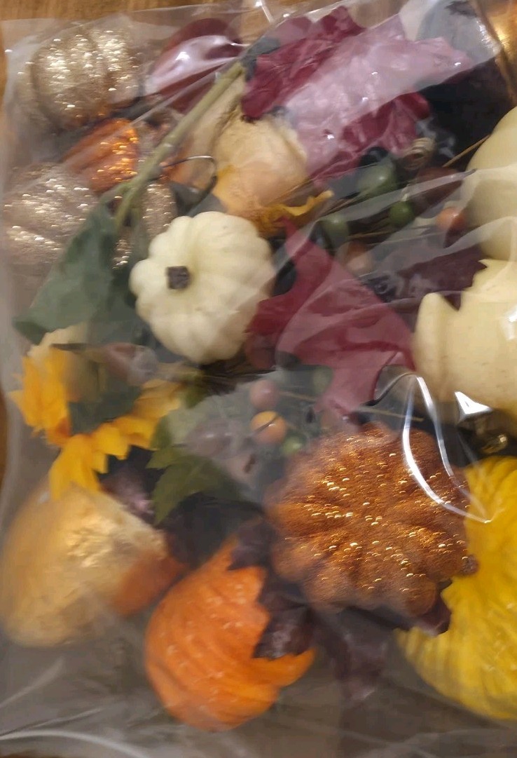 Great Lot of Decorative Fall Autumn Pumpkins Acorns Berries Bowl Vase Filler #1