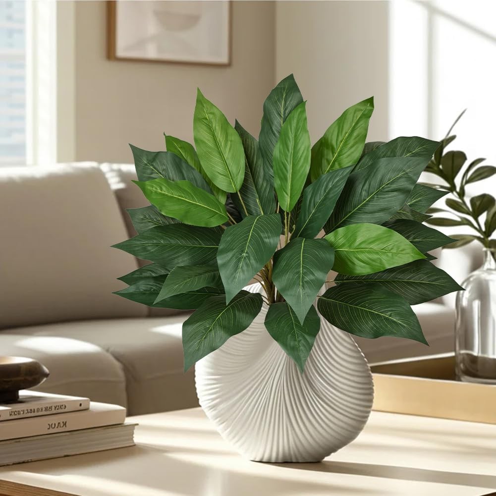 Artificial Plant Stems Zebra Leaves – 3 Pcs Fake Zebra Plant Brunches 18.5″ F…