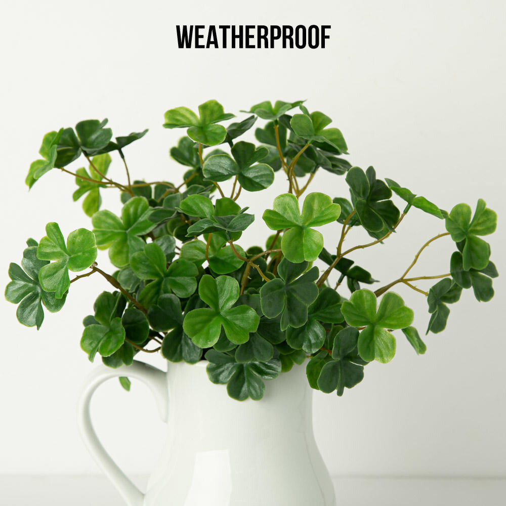 Set of 2 Artificial Weatherproof Artificial Shamrock Flower 11″ Bushes