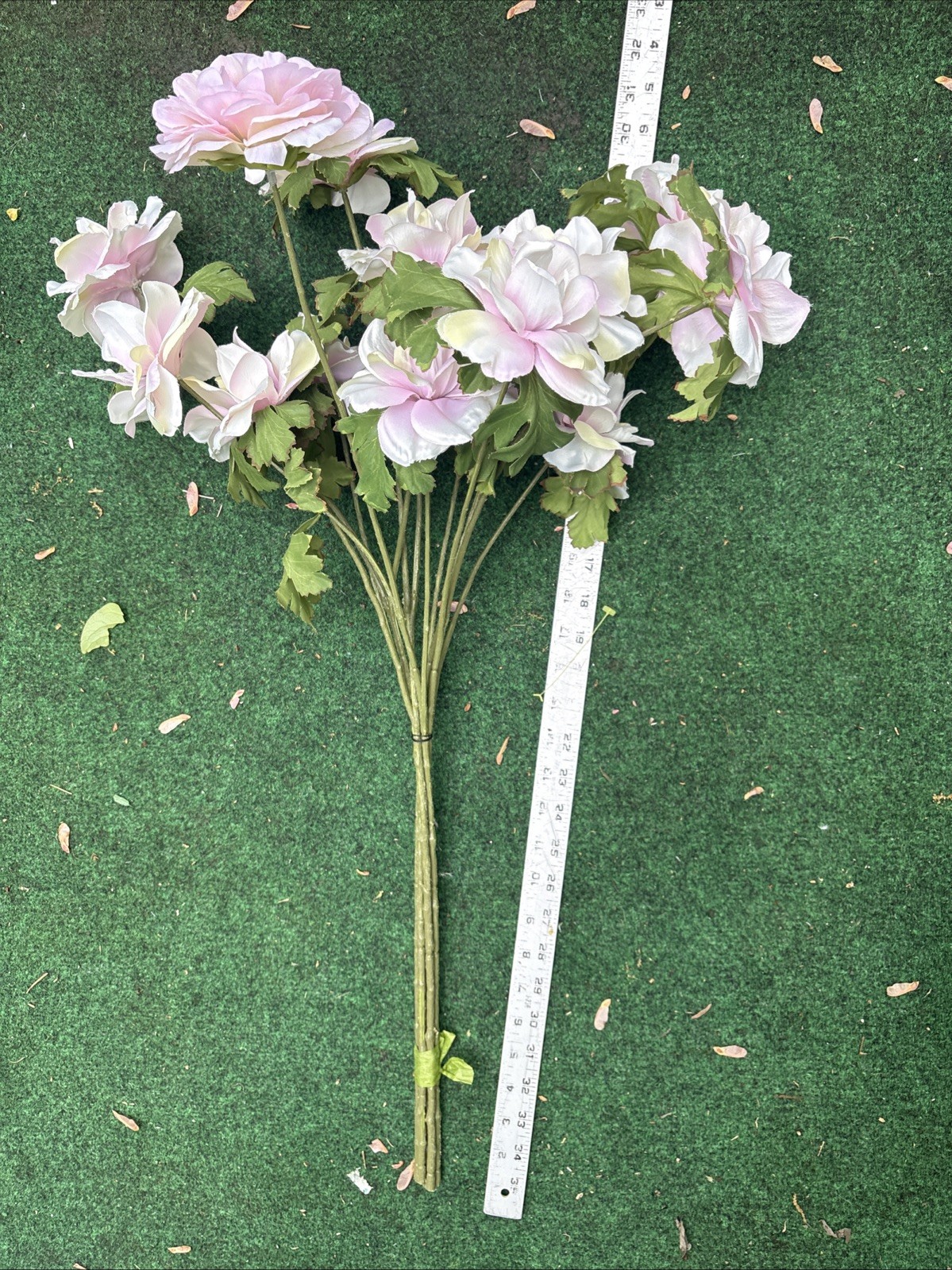 15 Magnolia stem bush CREAM with Pink Violet highlights 32” Tall