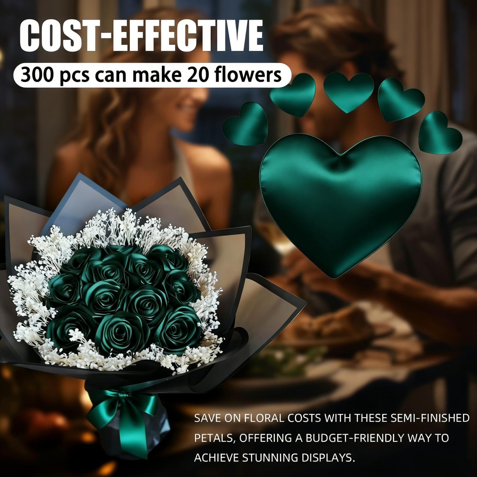 100 Pcs Premade Satin Ribbon Rose Petals Half-Finished Crafting DIY Eternal F…