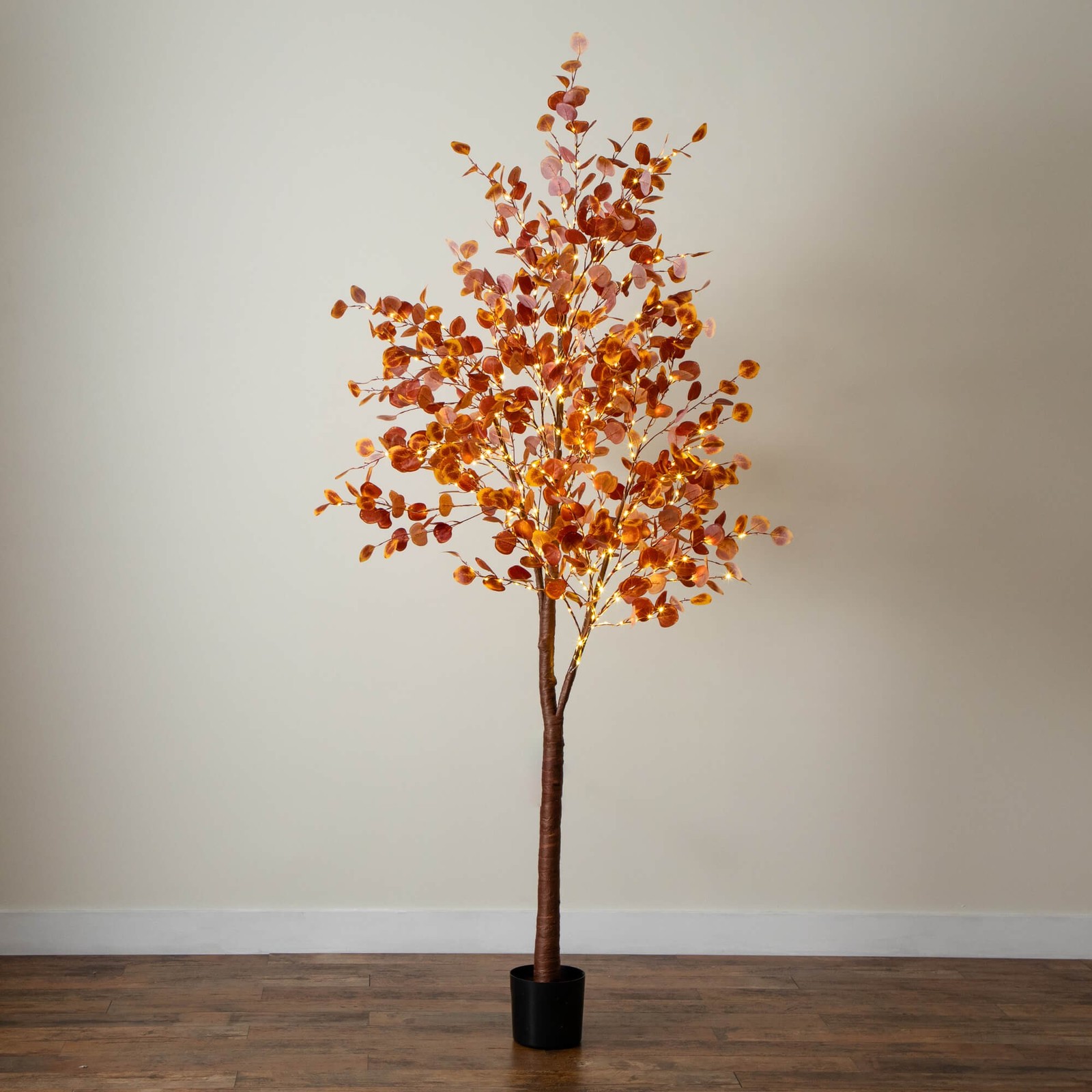 Nearly Natural 8ft Pre-Lit Grand Autumn Eucalyptus FallTree w/540 Warm White LED