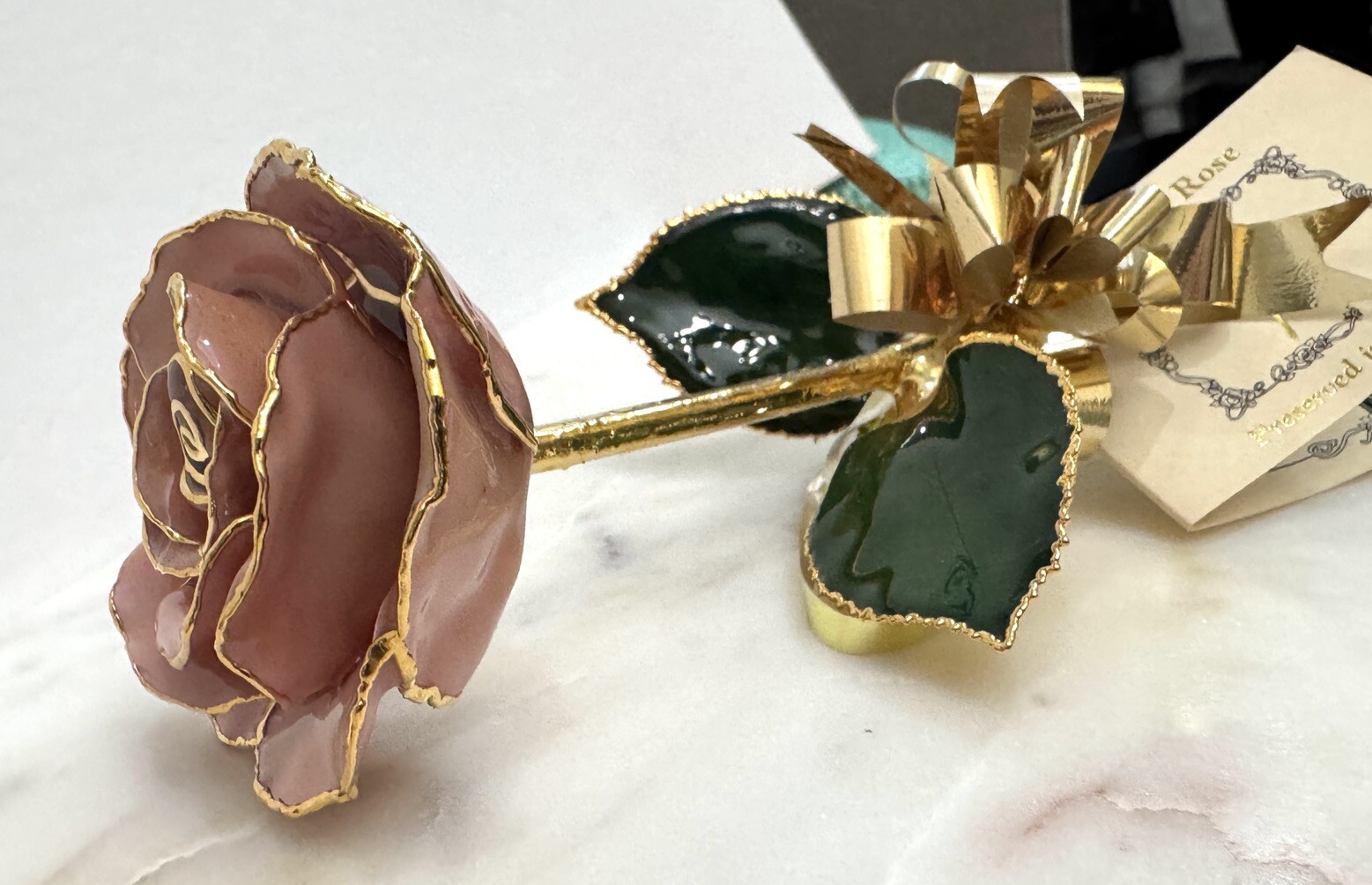 24k Gold Dipped Pink Picasso Lacquer Real Rose Valentine’s Mother’s Day Gift