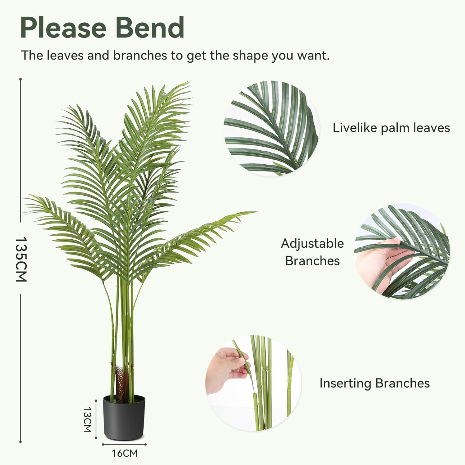 Artificial Bird of Paradise Plant Fake Tropical Palm Tree for Indoor Outdoor, Pe