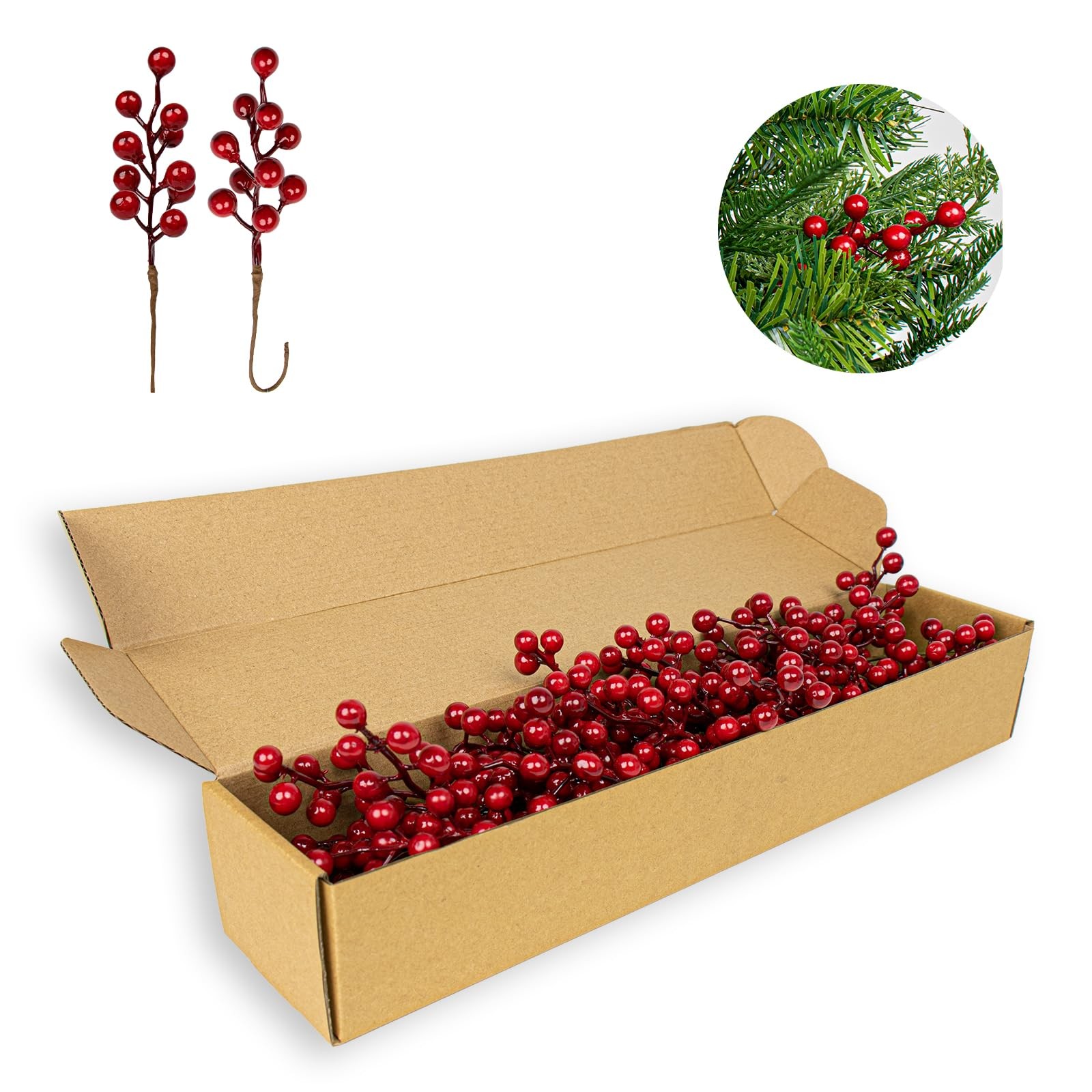 50 Pack Christmas Tree Decorations 6.5 Inch Artificial Berry Stems Red Berry …