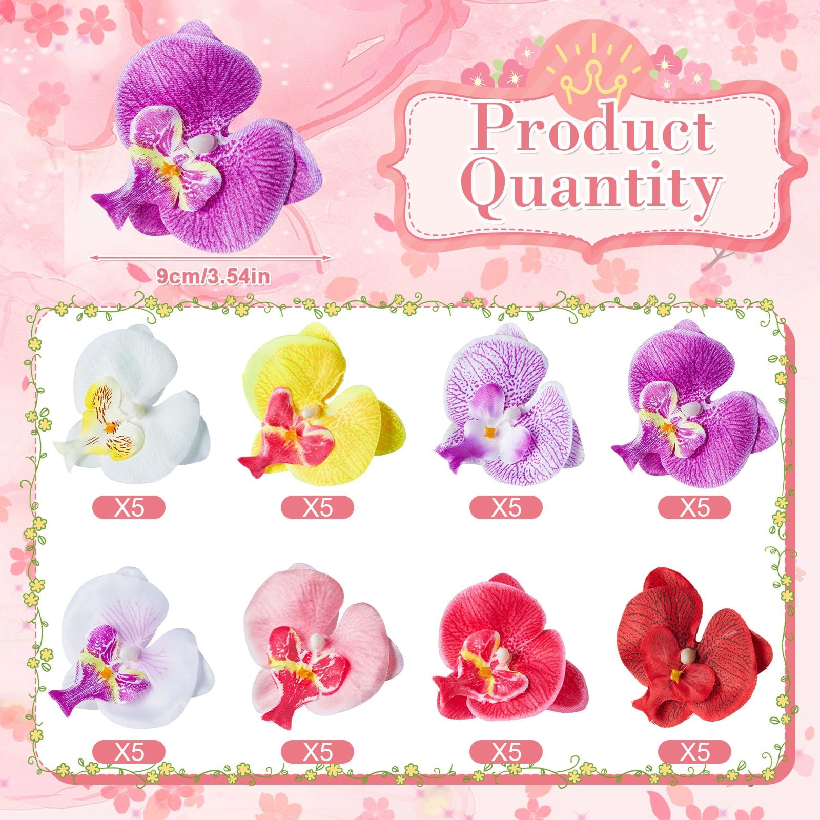 40 Pcs Colorful Artificial Orchid Head Bulk Faux Butterfly Orchid Petals Silk…