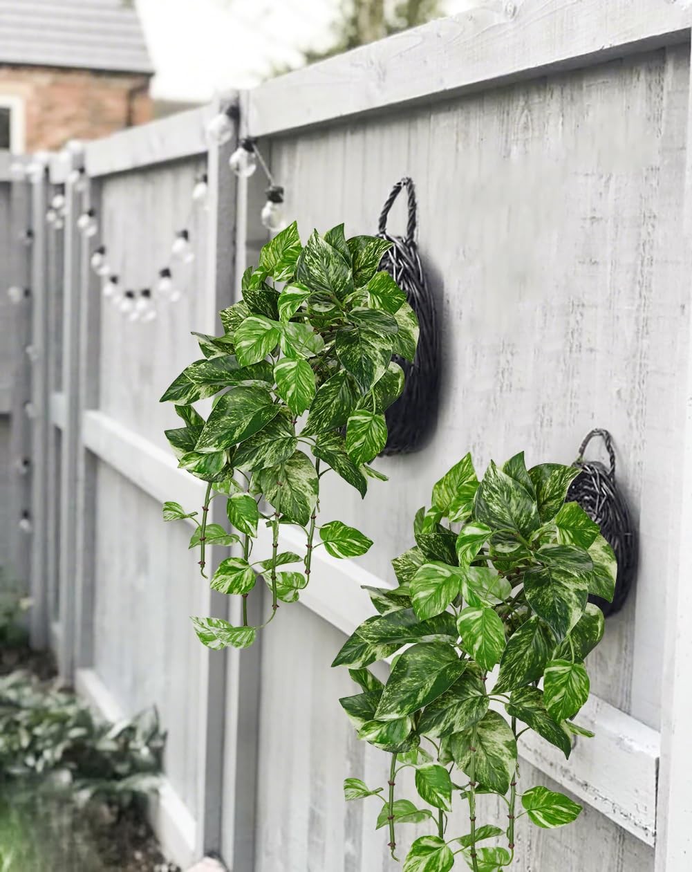 Artificial Pothos Hanging Plants 25″ Fake Ivy Vine Faux Ivy Pothos Leaves Han…