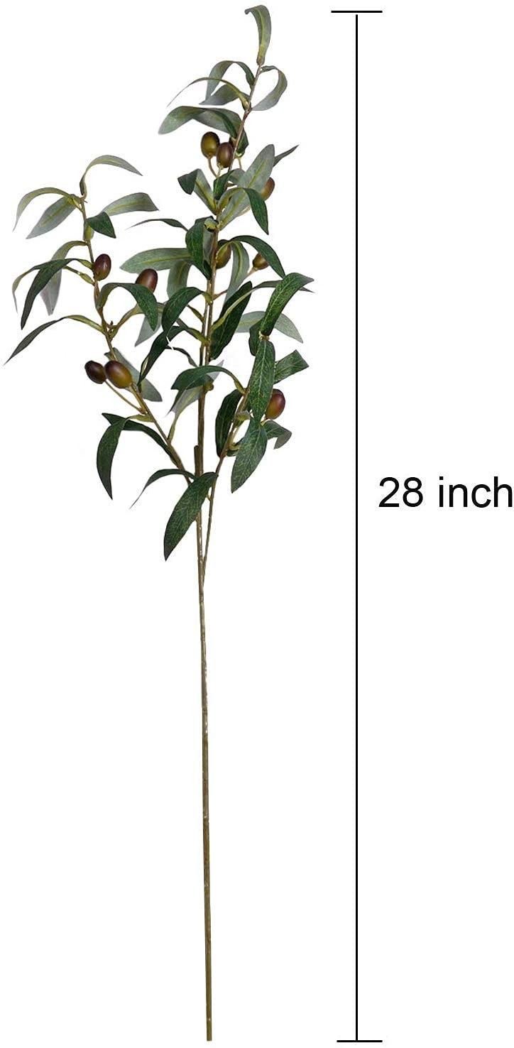 28″ Artificial Olive Branches – 4 PCS Greenery Stems for Home, Wedding, Office D