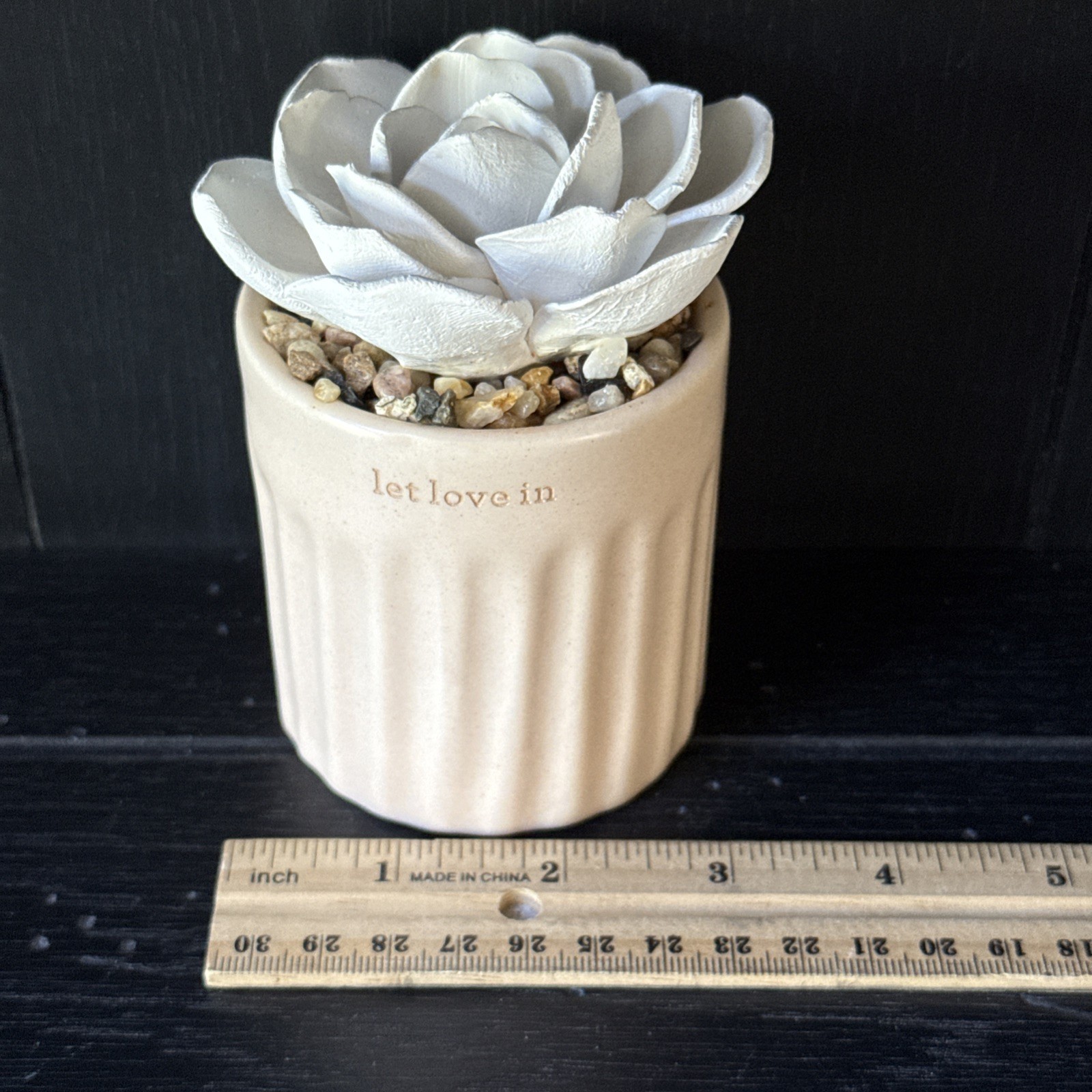 Beige Ceramic Succulent Indoor Decor Stoneware Oil Diffuser Let Love In Demdaco