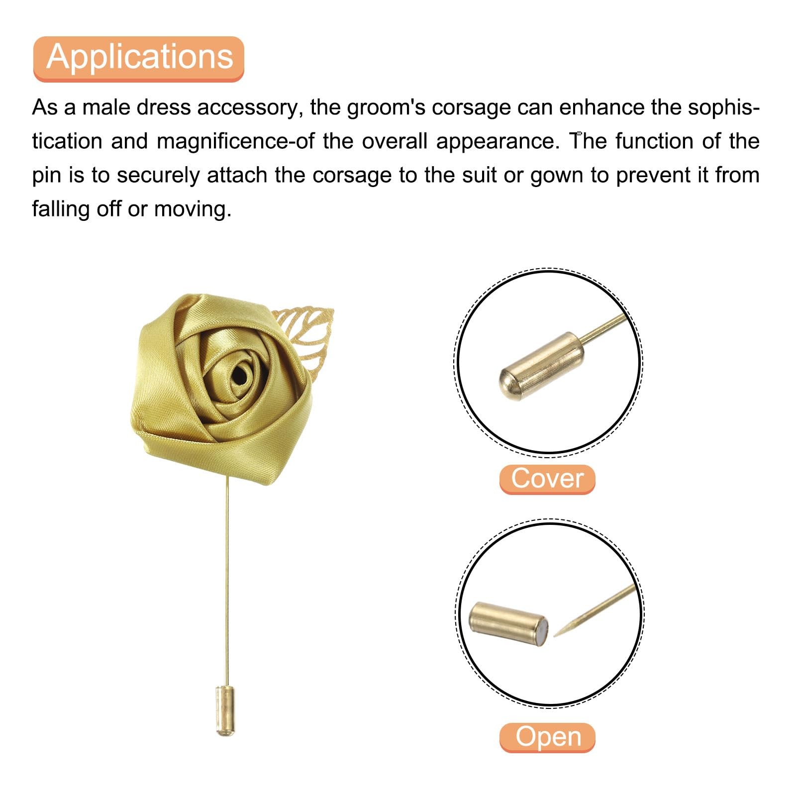 10 Pcs Groom Boutonnieres Rose Boutonnieres Pins 2×3.5 for Men Wedding Ceremo…
