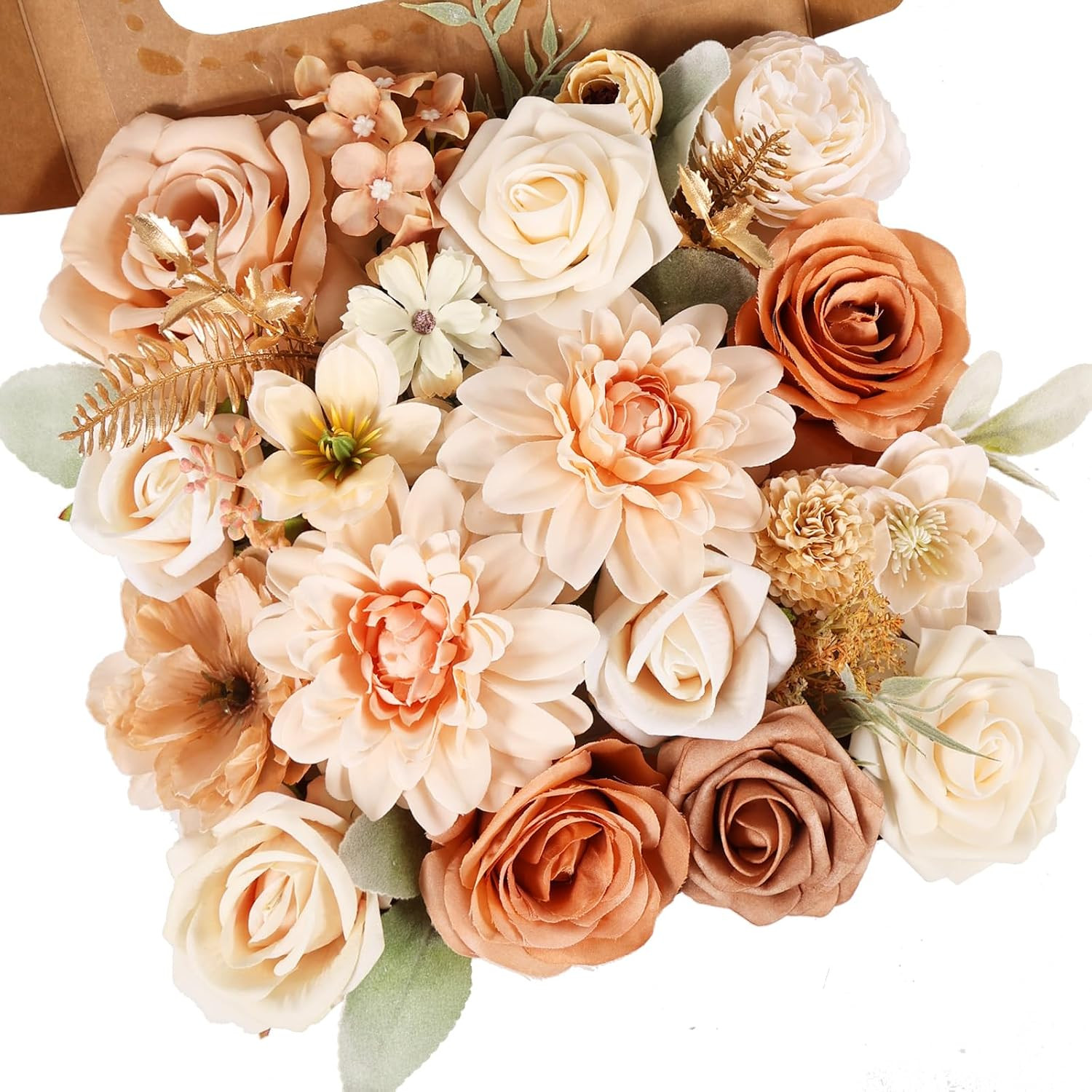 Artificial Flowers Dusty Pink Silk Roses, Fake Flowers for DIY Wedding Bouquets
