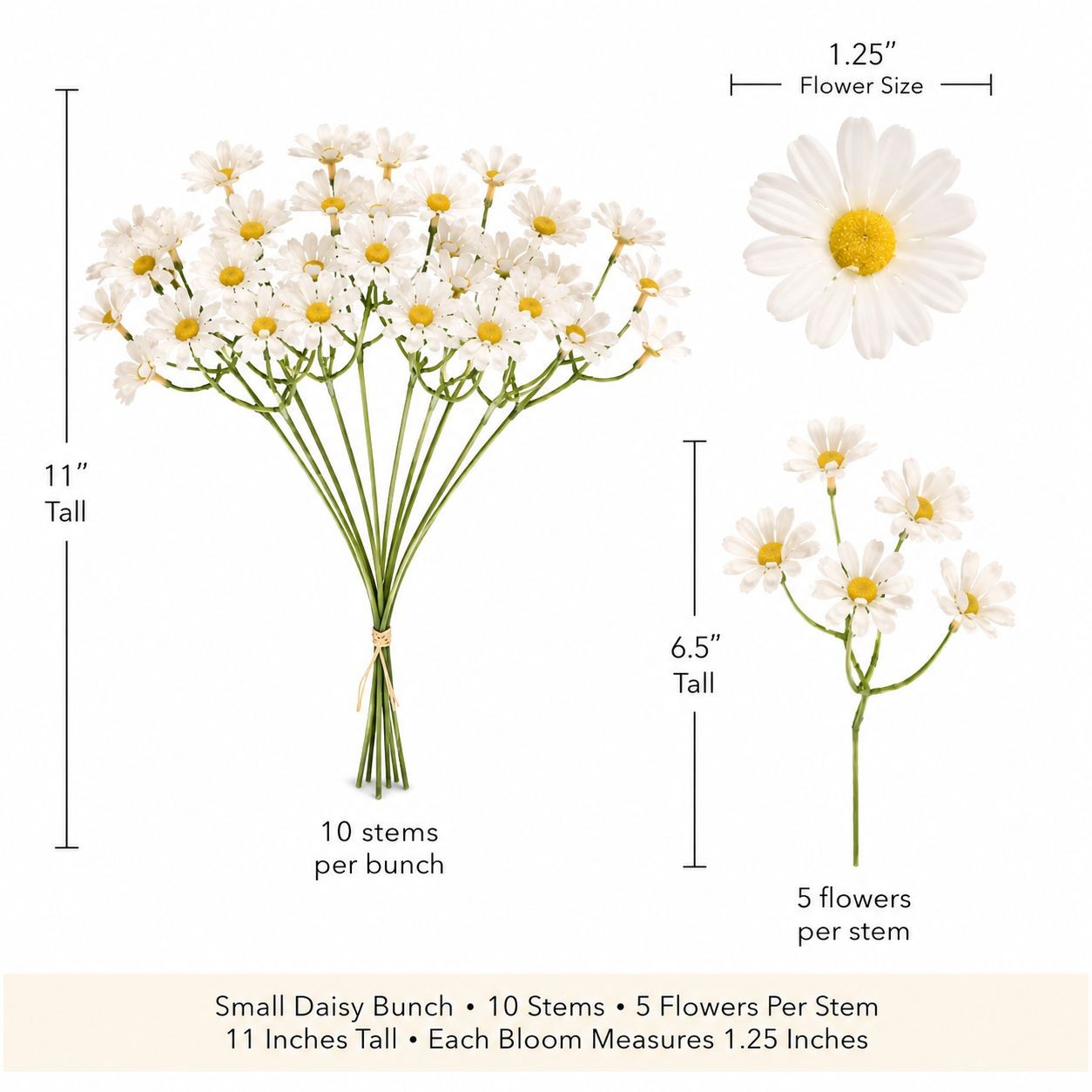 10 Artificial Daisy Stems White Daisy Spray Faux Wildflowers Small Daisy Flowers