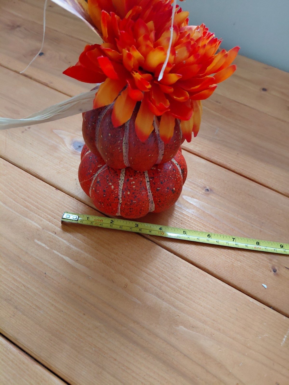 12in Tall Faux Flower Leef Straw Pumpkin Table Decor Fall time Thanksgiving