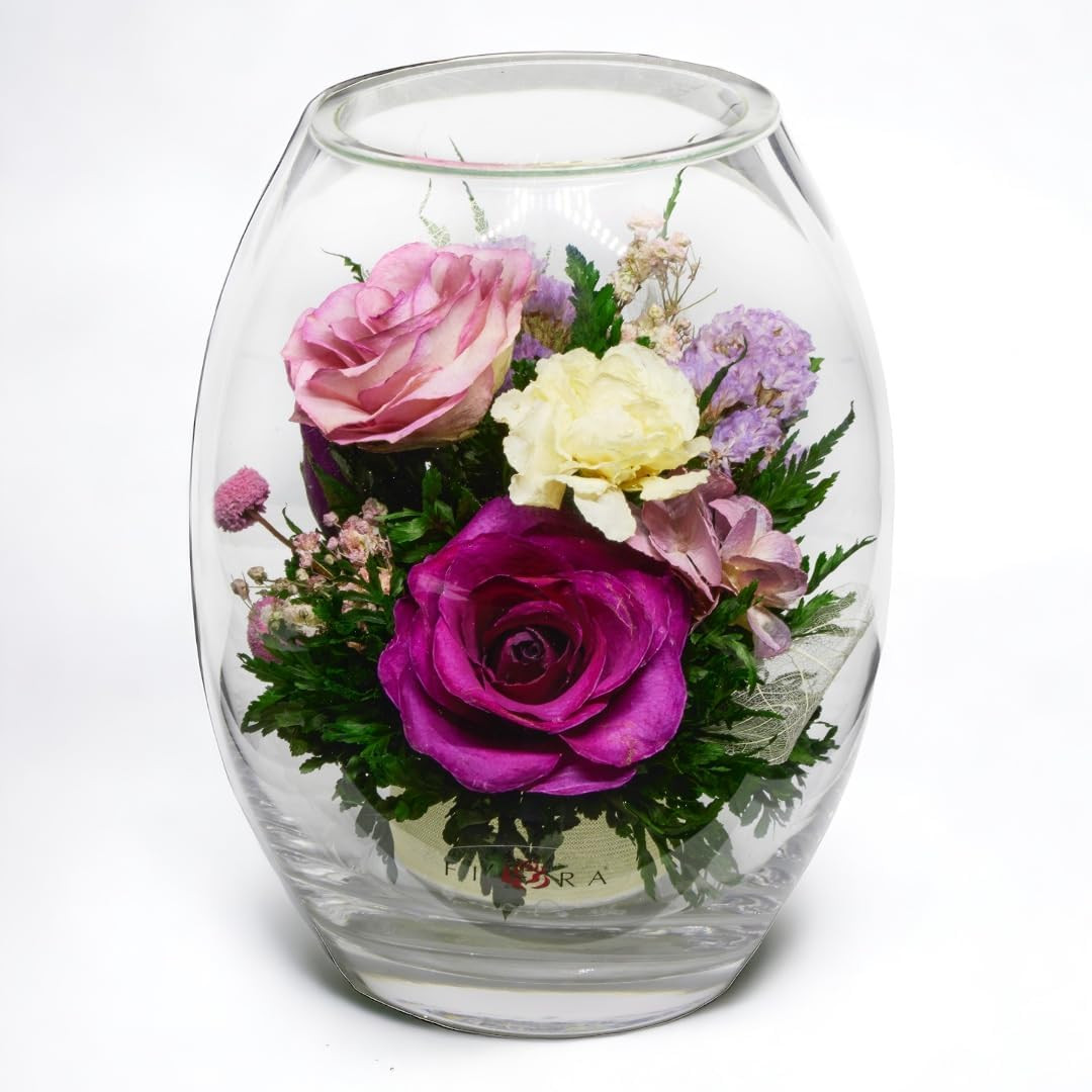 Fiora Flower | Forever Roses in Sealed Vase | Lasts 5 Years | Perfect Gift