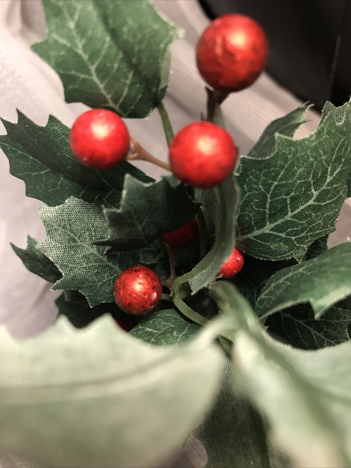 Christmas (2) Winter Mini Potted Faux Holly Berry Plant 8” NEW Desktop Cute
