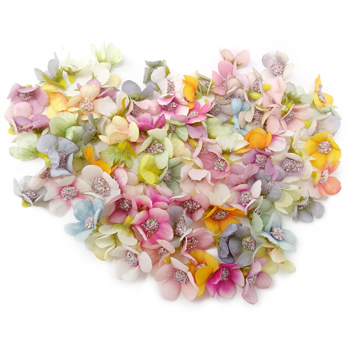 100PCS 2.5cm/1inch Assorted Colors Fabric Flower Heads Artificial Fake Flower…