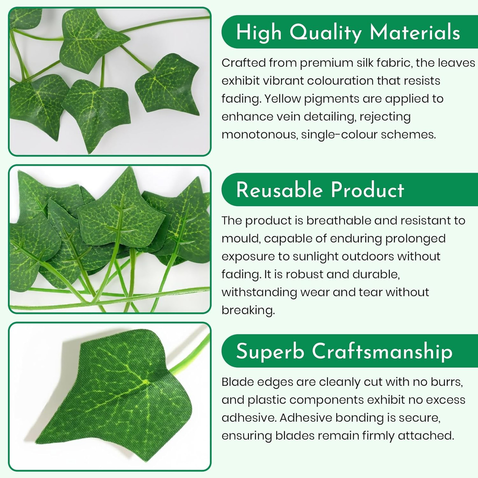 Fake Ivy 8 Pack 56FT Artificial Plants Indoor Outdoor Green Leaves Hanging Vines