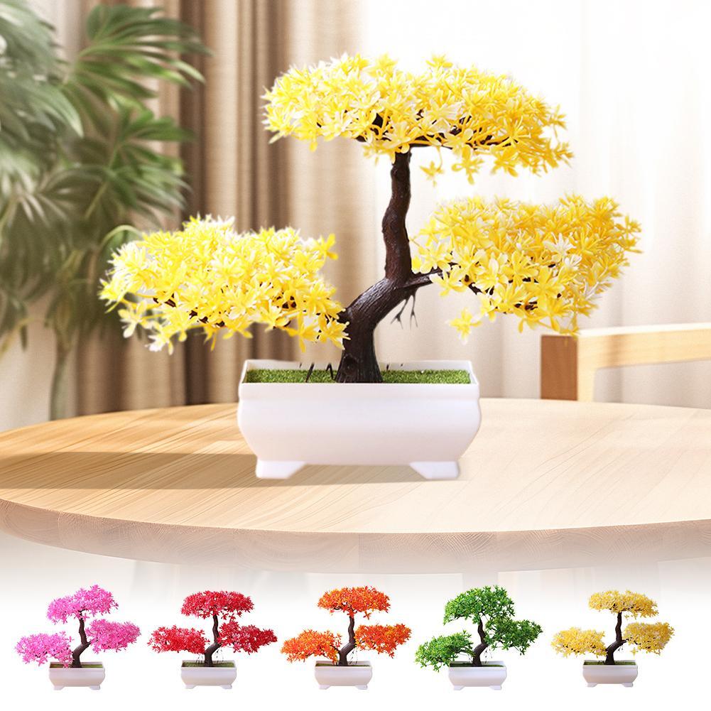 Bonsai Simulation Artificial Plants Flowers In Pots Home Office Fake Tree Decor