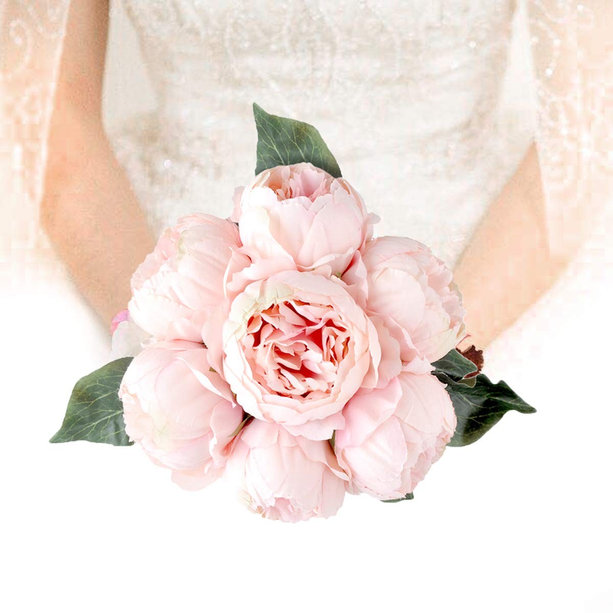 Louiesya Artificial Fake Flowers Peony 7 Flower Heads Silk Flower Arrangements W