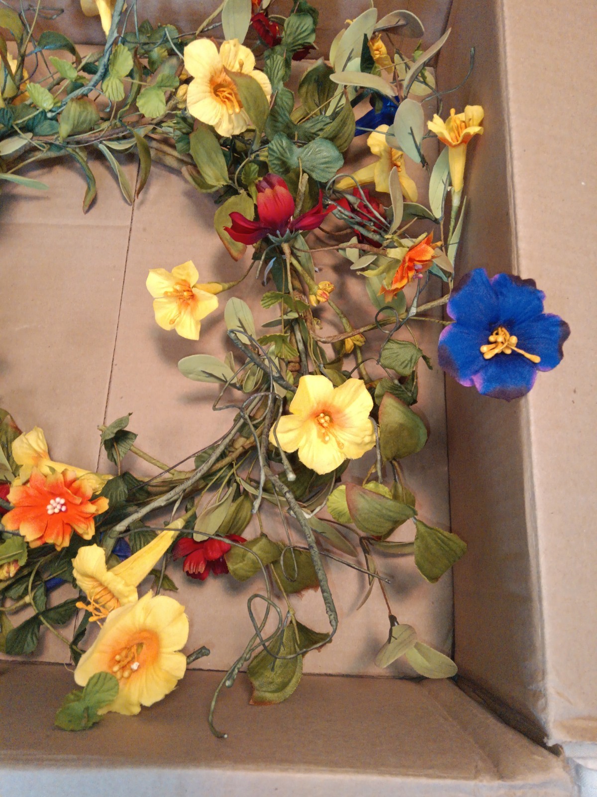 Melrose 20″ Artificial Summer Garden Trumpet Flower Wreath Colorful