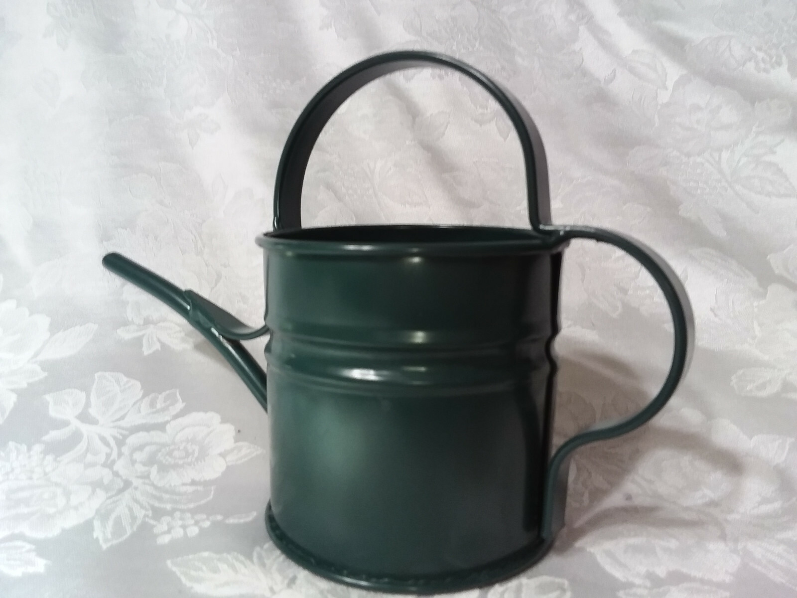 Home Interiors Hunter Green “Watering Time” Mini-Planter/ Metal Watering Can/NIB