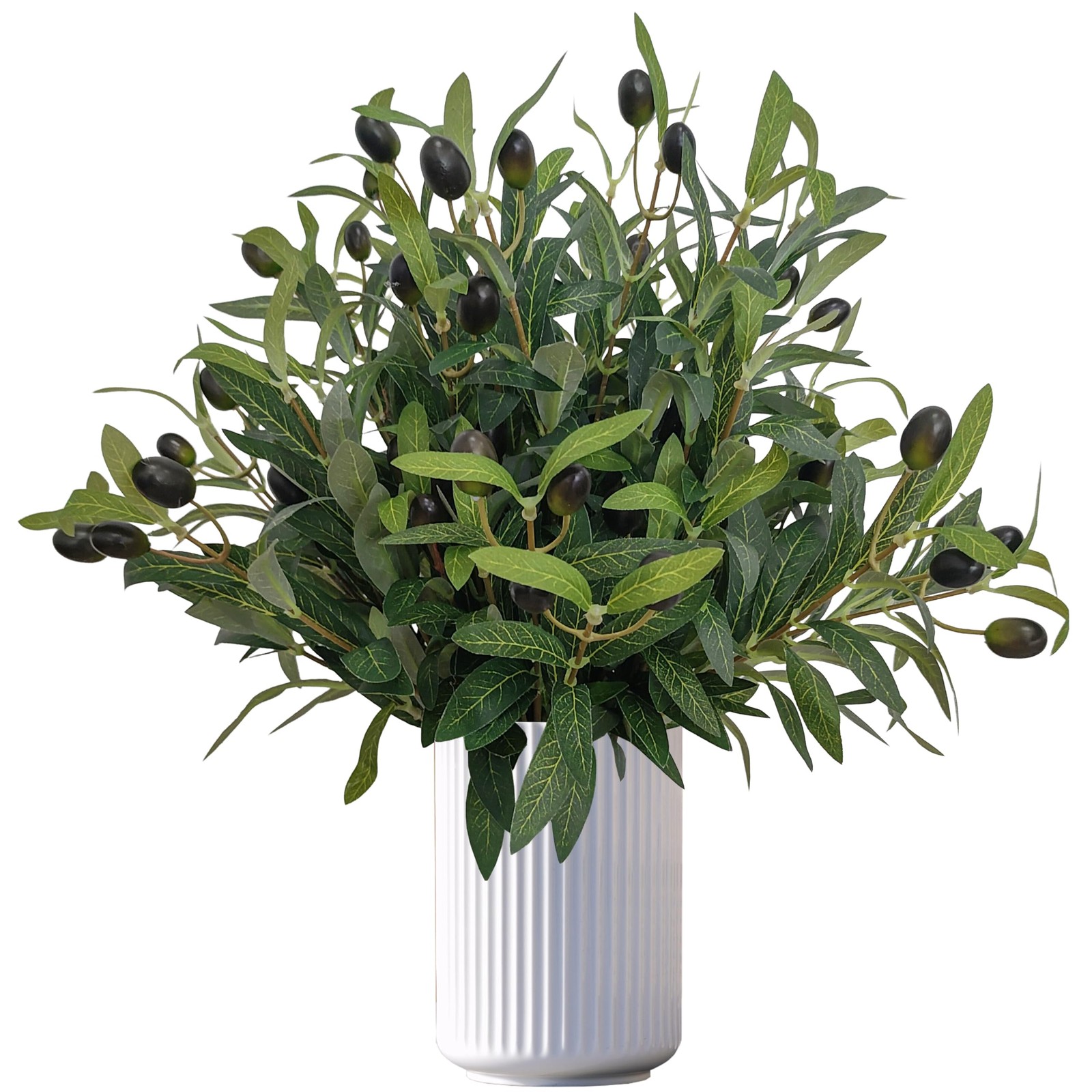 Artificial Olive Branches Faux Twigs Fruits Vase Home Decor 12.5 In 38 PCS
