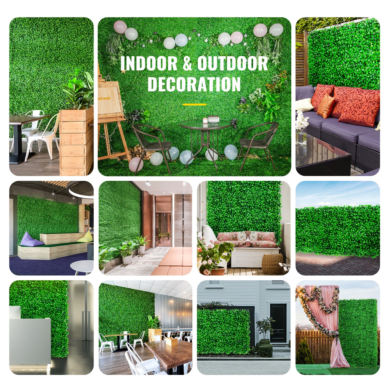 24pcs 10 X 10” Artificial Boxwood Panel Grass wall Boxwood Hedge UV Wall Fence