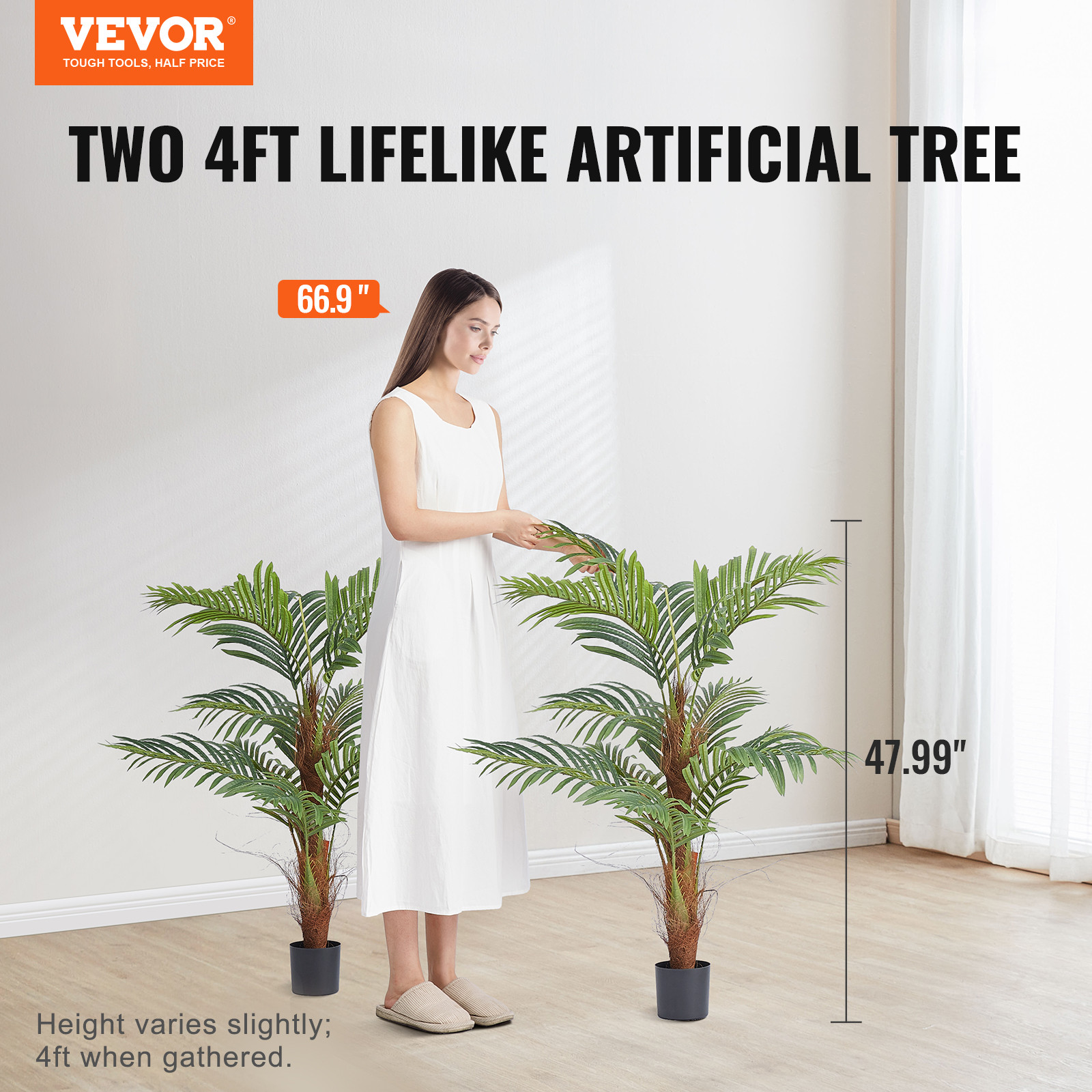 VEVOR 4 FT Artificial Areca Catechu Betel Nut Palm Tree Faux Lifelike Fake Plant