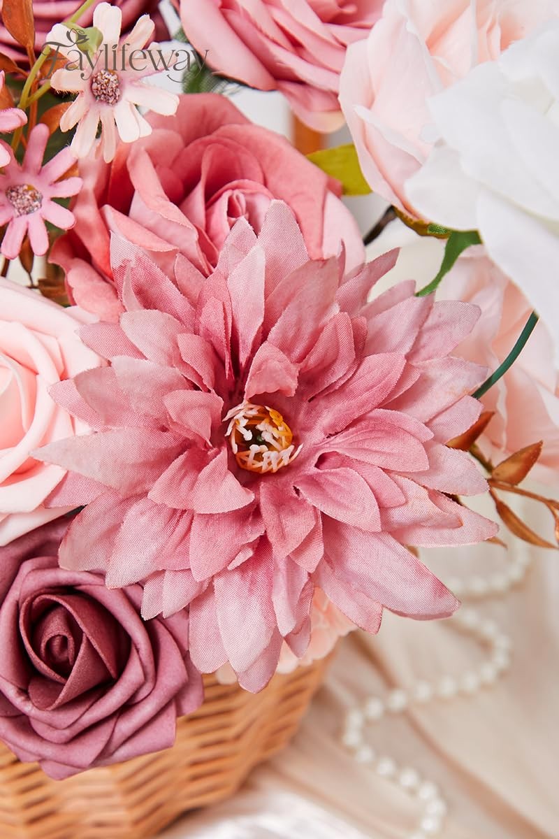 Pink Artificial Silk Flowers DIY Wedding Bouquets Cake Centerpieces Party Decor