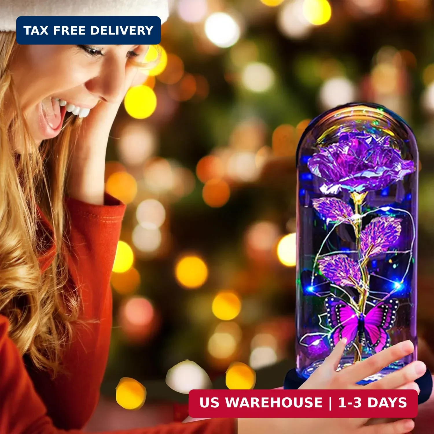 Mothers Day Flowers Gifts for Mom Wife Her Women,Light Up Rose Flower in A Glass