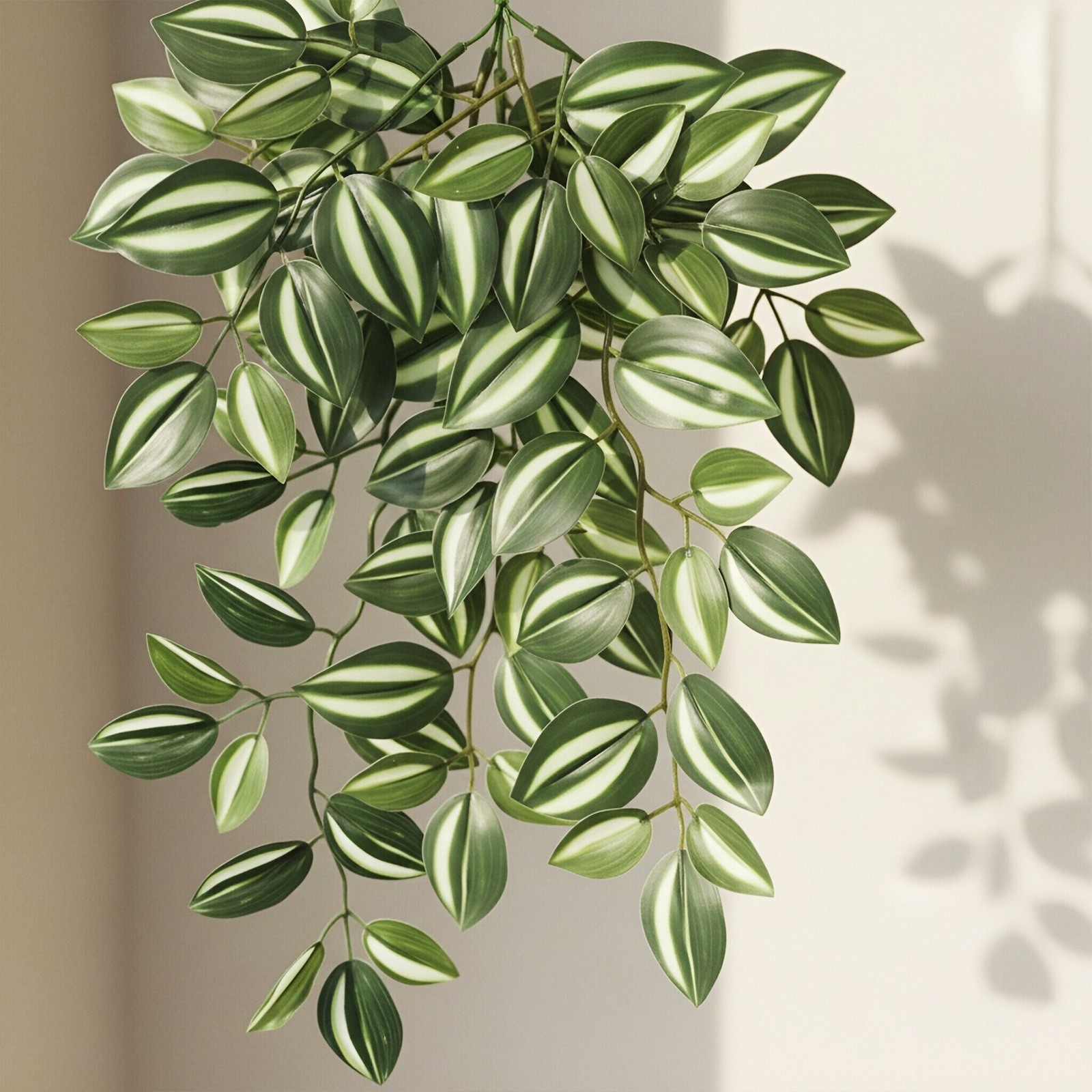 Green Silk Peperomia Hanging Plant 21.65in Realistic Artificial Ivy Vine Decor