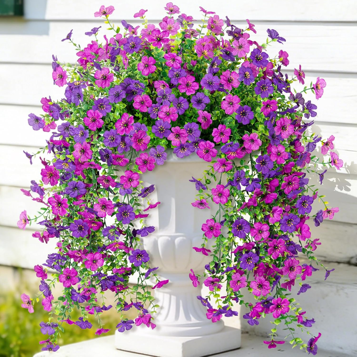 Fake Artificial Hanging Flowers for Outdoor Spring Decor 2PCS Faux Silk Flowers