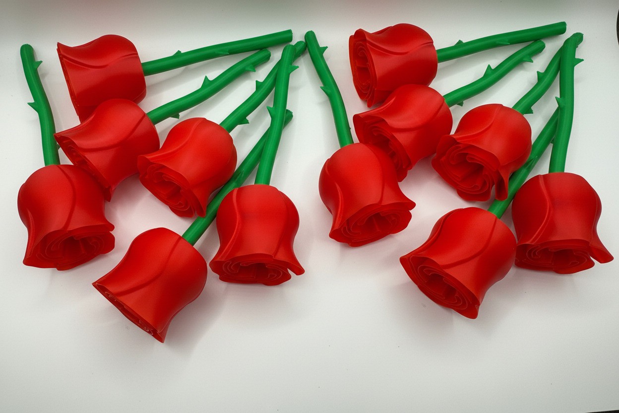 12 red roses with stems 3D Printed Great for all occasions – Home/Office Decor